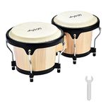 LeSage Bongos Drum for Kids Adults Beginner Bongos Starter Bongos 6 in and 7 in Natural Wood Bongo Set Real Skin Drum Head with Tuning Key Child Bongos