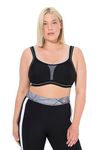 Ulla Popken Womenswear Plus Size Curvy Supportive Wirefree Stretch Microfiber Sport Bra Black 85C 792454100-85C