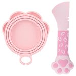 Zayin Cover for Pet Can Food/Cat Wet Food Spoon/Multi-Functional Pet Food Can Supplies Set/Cute Paw Shape for Pet Cat Dog Feeding Can and Wet Food Storage One Lid One Spoon