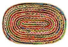 Cotton Craft - Hand Woven Reversible Jute & Cotton Multi Chindi Braid Rug - 4 x 6 Feet Oval - This Rug is Made from Multi Color re-cycled Yarns, Actual Product May Vary in Color from The Image Shown