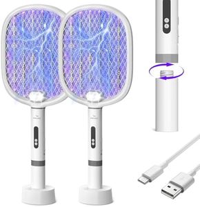 PALONE Bug Zapper Racket, Electric Fly Swatter with Light, Type-C Rechargeable Fly Swatter, 4000V Detachable Automatic Fly Zapper with Dual Modes, for Indoor Outdoor (2 Pack)
