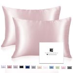 Silk Pillow Cases for Hair and Skin 2 Pack, Ravmix Cooling Pillow Cases Queen Both Sides Mulberry Silk Pillowcases Set of 2 with Hidden Zipper, 20×30inches, Light Pink