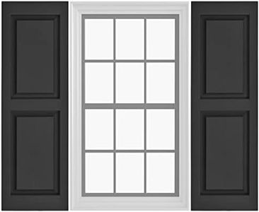 Pontiac Trail Raised Panel Vinyl Shutters (1 Pair) | 14.5"x47" - Black Cosmos/Paintable | Exterior Window Shutters | includes Mounting Hardware | Simple Installation | Made in USA