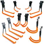 HOMYLULU Slatwall Accessories, Heavy Duty Multi-Size Slatwall Hooks and Hangers, Pegboard Slat Wall Hanging Hooks for Garages, Sheds, Basements, Retail Stores, 10 Pack, Orange