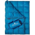 Get Out Gear Double Puffy Camping Blanket - Extra Puffy, Packable, Lightweight and Warm | Ideal for Outdoors, Travel, Stadium, Festivals, Beach, Hammock | Water-Resistant Camp Quilt (Teal Blue/Gray)