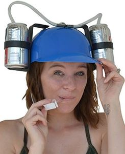 Fairly Odd Novelties Beer Soda Guzzler Helmet Drinking Party Hat, Blue