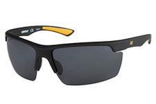 Caterpillar Men's Pickup Polarized Sunglasses Rectangular, Rubberized Matte Black, 71 mm