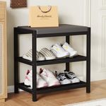 Small Shoe Bench Shoe Rack Storage Bench Entryway Bench Shoe Shelf with Seat Cushion, Stable Shoe Organizer for Entryway, Living Room, Bench Seat Holds Up to 300 lb, (17"x 10"x 16", L x W x H)