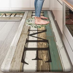 KIMODE Anti Fatigue Kitchen Mats for Floor 2 Piece, Non Slip Waterproof Kitchen Rugs, Cushioned Kitchen Floor Mats, Comfort Standing Mat for Sink, Laundry, Office, Desk Colorful 20"x47"+20"x32"