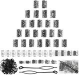 76PCS Viking Hair Beads for Men's Accessories, Hair Jewelry Beard Beads for Hair Braids Dreadlocks Accessories, Metal Silver Clips Cuffs Coils Rings for Hair Braiding Beard Decoration for Girls Women