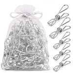 Fabsome Clothes Pegs Chip Clips Pack of 40, Long-lasting Strong-Grip Metal Laundry Clips for Washing Line, Snack Bags, Washcloth, Pictures, Paper at House, Kitchen, Office, 2 Sizes, (40 Pcs)