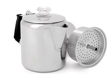 GSI Outdoors Percolator Coffee Pot I Glacier Stainless Steel with Silicone Handle for Camping, Backpacking, Travel, RV & Hunting - Stove Safe - 6 Cup