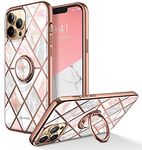 i-Blason Thermoplastic Polyurethane Cosmo Snap Case Designed For Iphone 13 Pro Max (6.7 Inch), Slim With Built-In 360° Rotatable Ring Holder Kickstand Supports Car Mount Marble