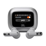 JBL Live Beam 3 - True wireless noise-cancelling closed-stick earbuds, 48Hrs total playback, Wireless Charging, 6 Mics for perfect calls, Multi-point connection, IP55 waterproof and dustproof (Silver)