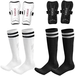 AITUSI Soccer Shin Guards for Kids Youth, Shin Pads and Long Soccer Socks for 3-15 Years Old Boys Girls Toddler Children Teenagers, Soccer Equipment for Football Games