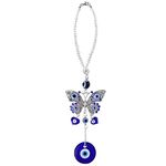 Cobee Evil Eye Car Hanging Ornament- Evil Blue Eye Charms for Car Rear View Mirror, Evil Eye Beaded Decor Car Charms Pendant, Car Amulet Ornament for Protection & Blessing (Butterfly Evil Eye)