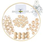 93 Pcs DIY Crafts Kit Wooden Mobile Frame Baby Crib Mobile Frame Crib Toys Bamboo Wooden Beads Wind Chime for Home Decor, Kids Toys Decor Gift