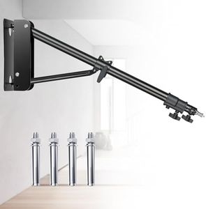 MACTREM Ring Light Wall Mount, 71.65’’/182cm Wall Mounting Triangle Boom Arm for Strobe Light, Photography, Softbox, Reflector,Umbrella,Studio Video Light, Support 180°Rotation
