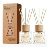 binca vidou Reed Diffuser Set of 2, Lavender, Vanilla Fragrance Reed Oil Diffuser Set with Rattan Reeds for Office Bathroom Living Room 50ml