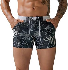 KEOYA Swimwear Men Swim Boxer Trunks Brief Quick Dry Bikini Swimsuits Square Leg Surf Bathing Suits Large Grey