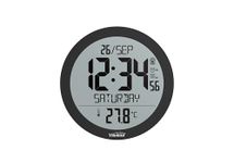 Youshiko Jumbo Large Radio Controlled Wall Clock (UK & Ireland Version/Premium Quality/Clear Display), Large Round, Temperature display (Black)