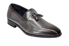 Classic Wholecut Tassel Loafers for Mens Polished Faux Leather Slip on Retro Shoes [EL0795-GREY-45]