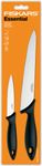 Fiskars Essential Kitchen Knife, Japanese Stainless Steel, Coocks Knife, Made with Soft Grip Plastic Handle, Set of 2, Made in Finland