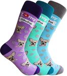 Sock Society I Love Dogs Unisex Men Women Fun Dress Casual Pattern Crew Funny Socks (3-pack), Chihuahua, One Size