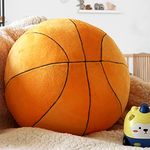 YRXRUS Orange Basketball Pillows, Toys Ball Pillow Gift, Cute Room Decor, 3D Ball Pillow, Ultra Soft Plush Velvet Pillows for Boys Girls, Indoor Outdoor Home Decor 9.5x9.5 Inch