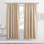 PONY DANCE Thermal Curtains 72 inches - Window Coverings Privacy Protect Rod Pocket Top Room Darkening Curtain Home Decor for Bedroom, 42 Wide by 72 inch Drop, Biscotti Beige, 2 PCs