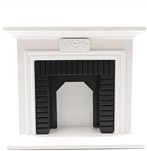 SXFSE Dollhouse Decoration Accessories,1:12 Dollhouse Miniature Furniture Room Wooden Vintage Black White Fireplace