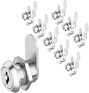 BOZXYE 8 Pack Cabinet Cam Locks Keyed Alike, 5/8 Inch Cabinet Lock with Key, Rv Cam Locks for Storage Compartment Door ，Secure File Drawer Mailbox Tool Box, Zinc Alloy