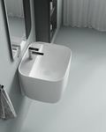 BASIN WORLD Ceramic Wall Mount/Wall Hung Half Pedestal Wash Basin Bathroom Basin Sink For Bathroom & Livingroom (18 X 17 X 16 Inch) 1021