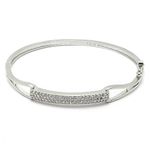 ZENEME Bracelet Rhodium-Plated Silver Toned White American Diamond Studded Contemporary Kada Openable Bracelet For Women and Girls