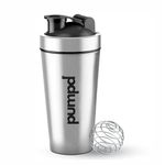 Pumpd Stainless Steel Protein Shaker Bottle | Durable, Leak-Proof & Odor-Resistant | Perfect for Gym, Travel, & Daily Hydration | Unique Wire Blending Ball | Ideal for Protein Shakes | 750ml (Silver)