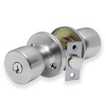 XFORT Tulip Entrance Knob Set Satin Chrome, Door Knob with Lock for Internal Wooden Doors