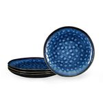 UNICASA Dinner Plate Set of 4, Stoneware Blue Plates - 28cm, Dessert Plates, Steak Plates, Flat Cake Plates, Salad Plates, Set for 4 People - 28 cm