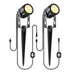 Garden Spotlights 2 Packs with 3m Wiring Cable Spike Lights Without Adapter, Only Extension Spotlights for ECOWHO Warm White Garden Lights Mains Series (No Plug)