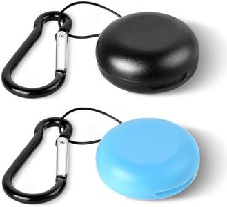 Giantree 2pcs Earplug Cases, Round Potable Ear Plug Holder with Keychains, Potable Mini Storage Case for Business Trip Storage Earbuds Trinkets Pills (Black+Blue)