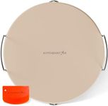 KitchenStar Pizza Stone 16 inch with Handles (Large) - Cordierite Baking Stone Set with Metal Rack & Plastic Scraper - High Temperature Resistant Ceramic Pizza Stones for Oven, Grill or Smoker