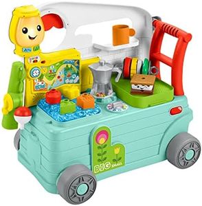 Fisher-Price HCK56​​ Laugh & Learn 3-In-1 On-The-Go Camper - UK English Edition, Musical Push-Along Walker and Activity Center for Infants and Toddlers, Multicolor, 52.8 cm*34.5 cm*50.4 cm