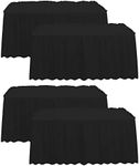 4 Pack Table Skirt 29 in x 14 ft Tablecloth Disposable Table Cover Reusable Stain Proof Plastic Table Skirts for Rectangle or Round Tables for Party, Wedding, Reception, Birthday (Black)