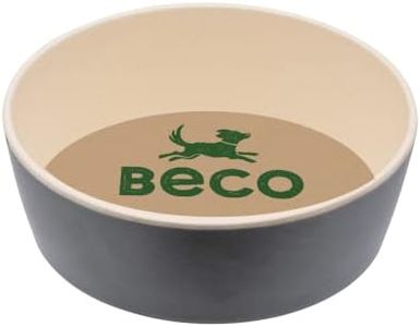 Beco Printed Bamboo Food and Water Dog Bowl Grey Large