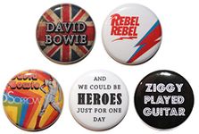 Set of 5 David Bowie Button Badges (1"/25mm) - MADE IN UK - By BUTTON ZOMBIE