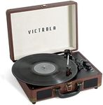 Victrola VSC-400SB-DBR-SDF Journey+ Dual Bluetooth Portable Suitcase Turntable (Dark Brown)