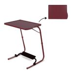 TABLE MAGIC – Multipurpose Height Adjustable Laptop Table Mat Finish, Lap Desk with Footrest Work from Home & Study Desk Picnic Outdoor Tv Tray Folding Table (TABLE MAGIC Footrest Candy Brown, Large)