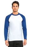 TOP PRO Men's Full Sleeve Casual Raglan Jersey Baseball Tee Shirt - Blue - Large