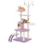 COSTWAY Cat Tree, Multi-level Cat Climbing Tower with Sisal Covered Scratching Posts, Condo, Hammock, Dangling Toy, Indoor Kitty Activity Furniture Play House