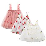 amropi Baby Girl's Layered Tulle Tutu Dress 3 Pieces Sleeveless Floral Princess Dresses Pink Almond White,6-12 Months