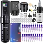 Mast Fold2 Pro Tattoo Kit, Wireless Complete Tattoo Gun Machine Kit, 2 Batteries 2000mAh Power Supply for Long Time, Needles Cartridges Black Tattoo Ink Kit (Black)